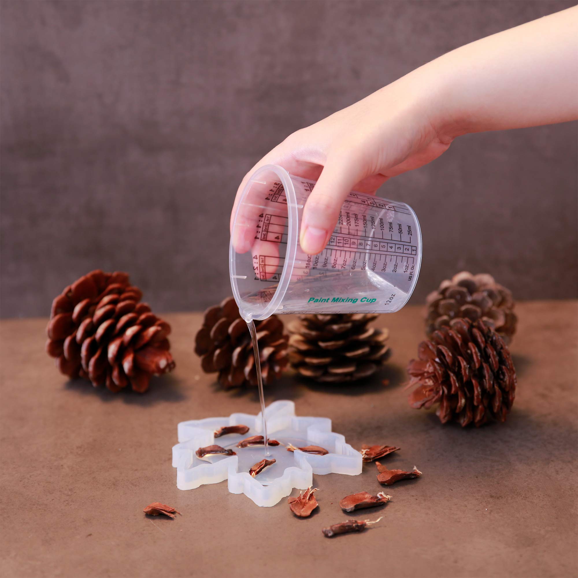 CANOPUS 12-oz Paint Mixing Cups, Pack of 12 Cups with 3 Lids, Reusable and Solvent-Resistant Clear Plastic Containers for Paint, Epoxy, Resin, Oil, and Thinner - Image 7