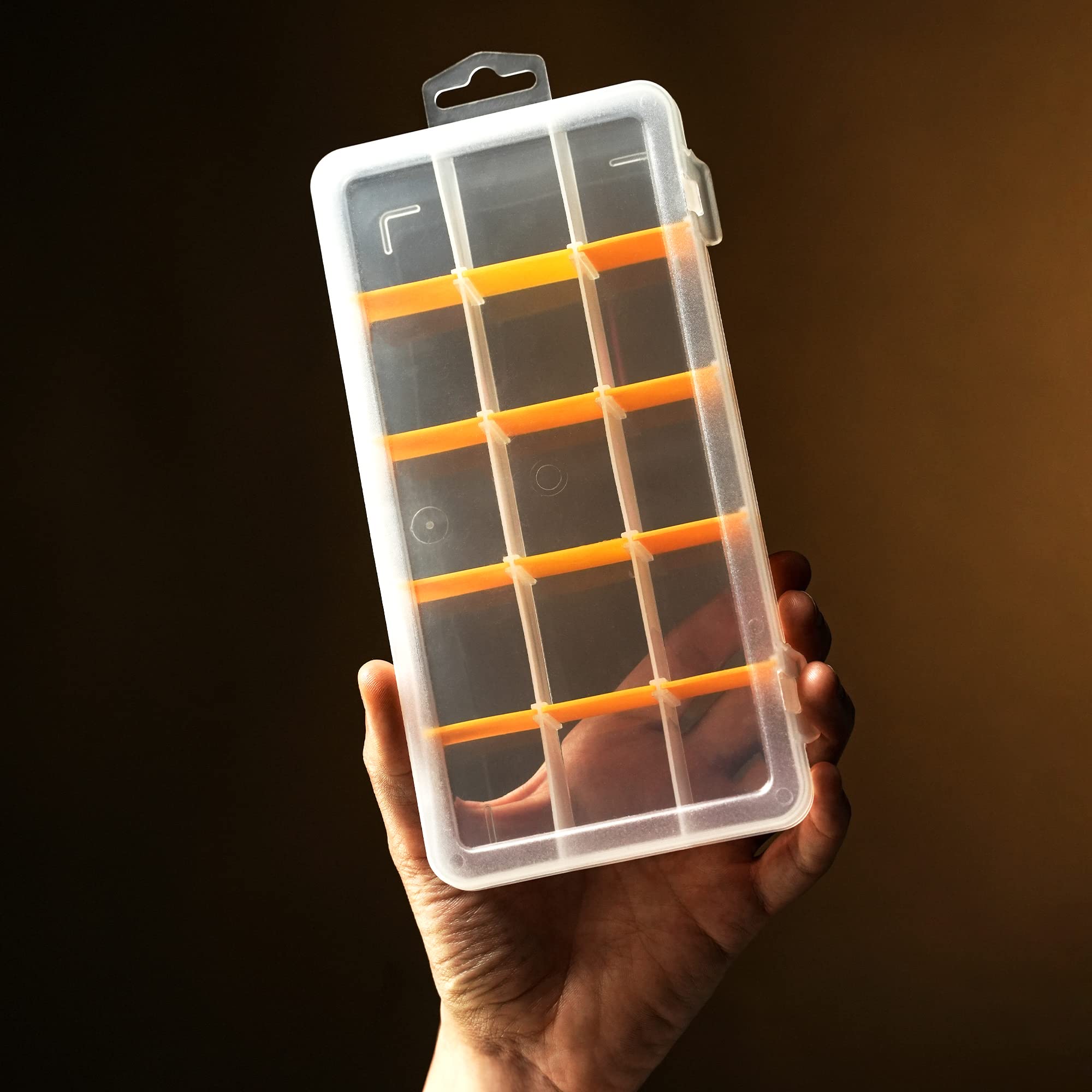 CANOPUS 15-Grid Clear Plastic Compartment Box with Adjustable Dividers, Small Parts Storage and Organizer Case for Craft, Jewelry, Beads, Tiny Tools and Parts, (2 Set), 7.8 x 4.0 x 1.2 inch, Clear - Image 3