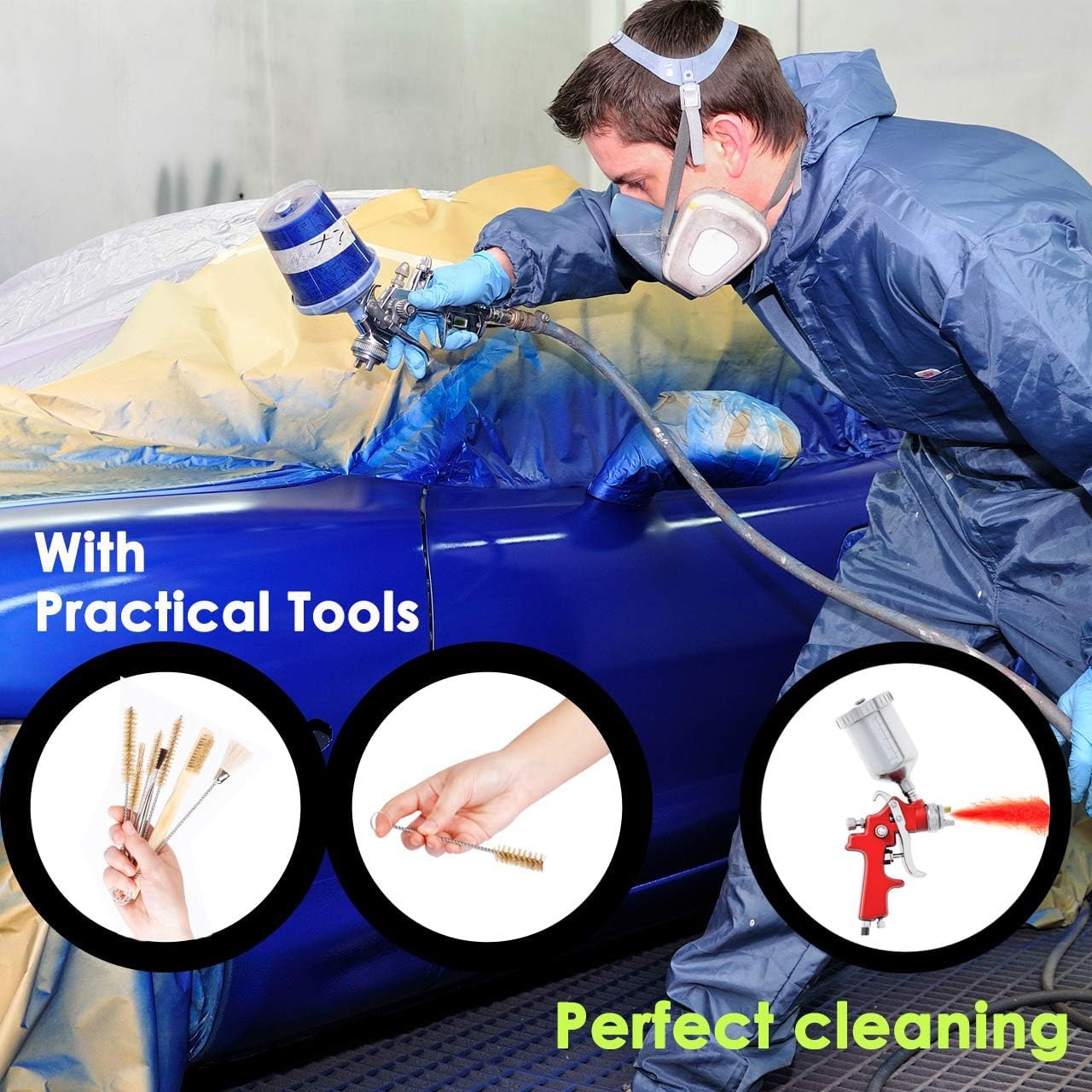 CANOPUS 20 Piece Spray Gun Cleaning Kit; Airbrush Cleaning Kit, HVLP Spray Gun Cleaning kit, Complete Cleaning Set for Air Paint Guns and Other Air Tools, Tubes, Bottles - Image 3