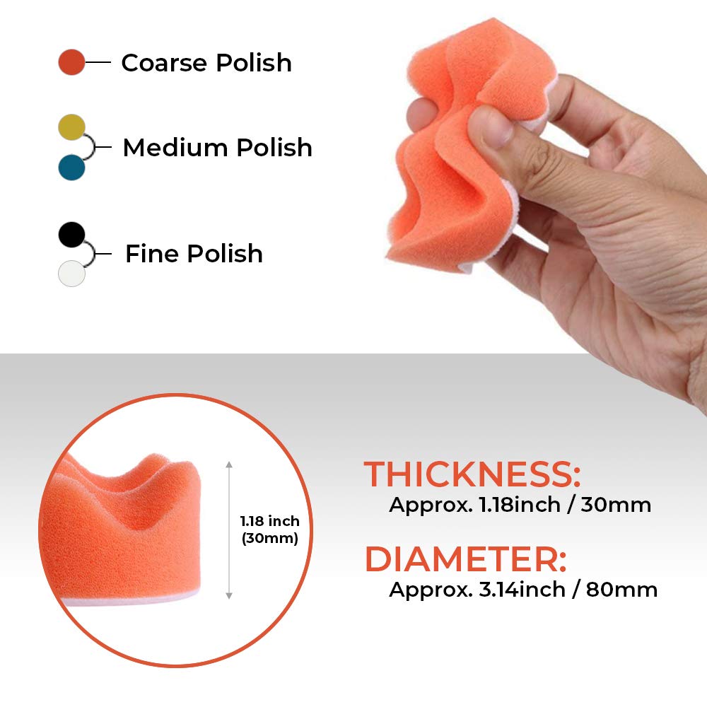 CANOPUS Buffing Pads, Polishing Pad Kit, Buffer for Car Detailing, Polishing Wheel for Drill, Car Polishers and Buffers Kit for Sanding, Polishing, Waxing & Sealing Glaze, 3 inch, 11 Pieces - Image 3