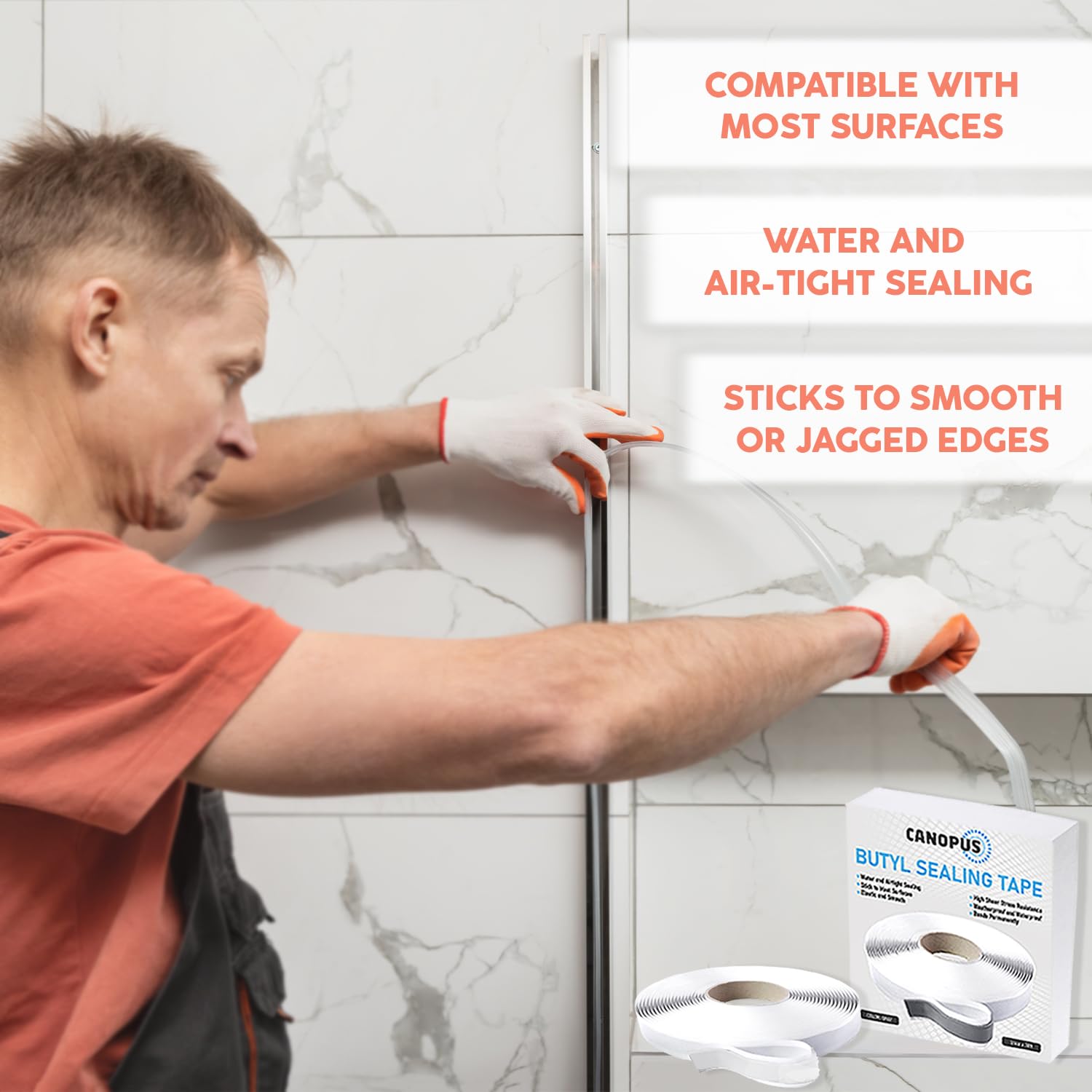 CANOPUS Butyl Seal Tape, Black, 1/8-in x 3/4-in x 30-ft, Heavy Duty, Waterproof Sealant Putty Tape, Rubber Tape to Seal RV, Boat, Home Pipes and Car Windows Leaks - Image 7