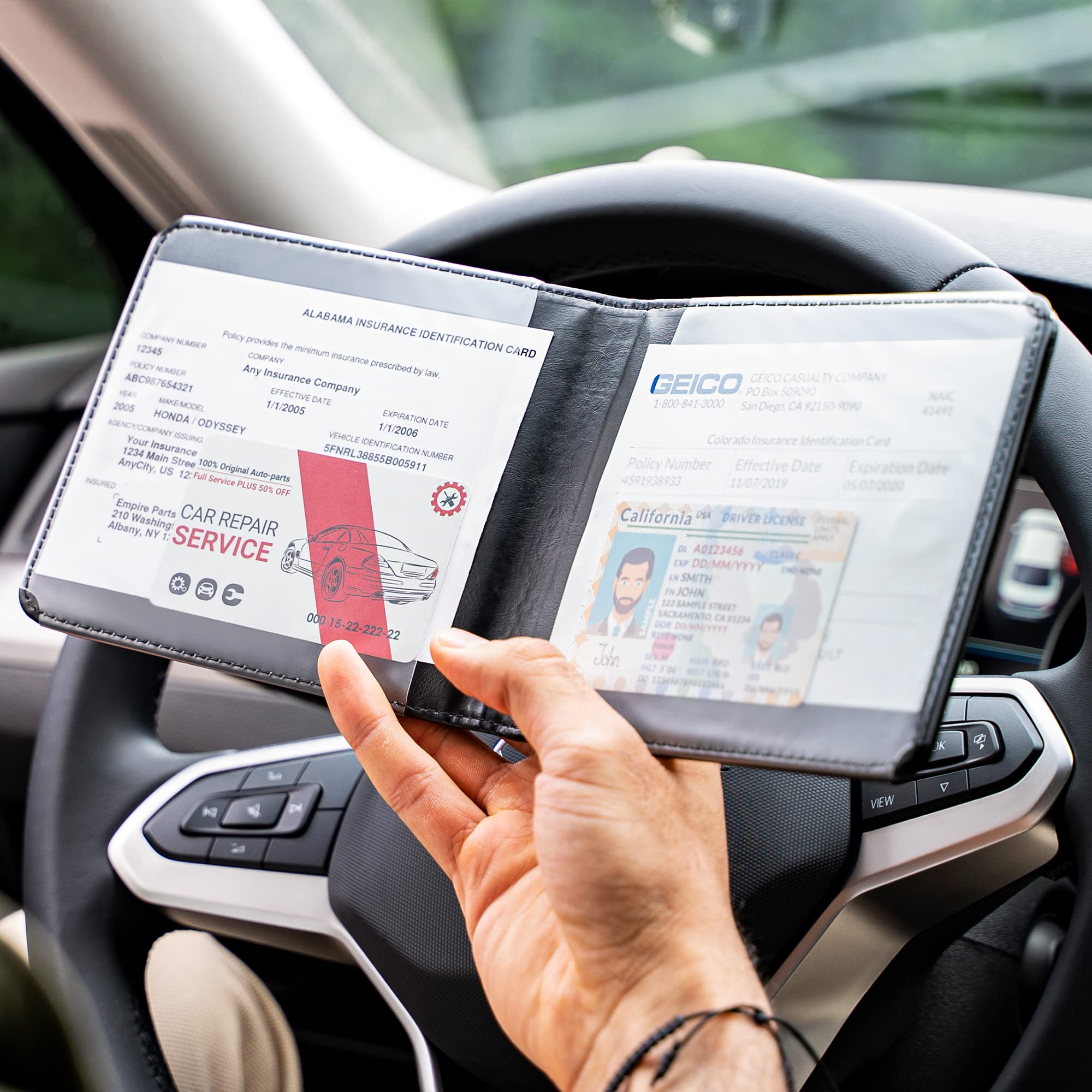 CANOPUS Car Registration and Insurance Holder, Magnetic Closure, Embossed Card Document Holder, Vehicle Glove Box Organizer, Wallet for Auto, SUV, Motorcycle, Truck, Waterproof, SUV Model - Image 5