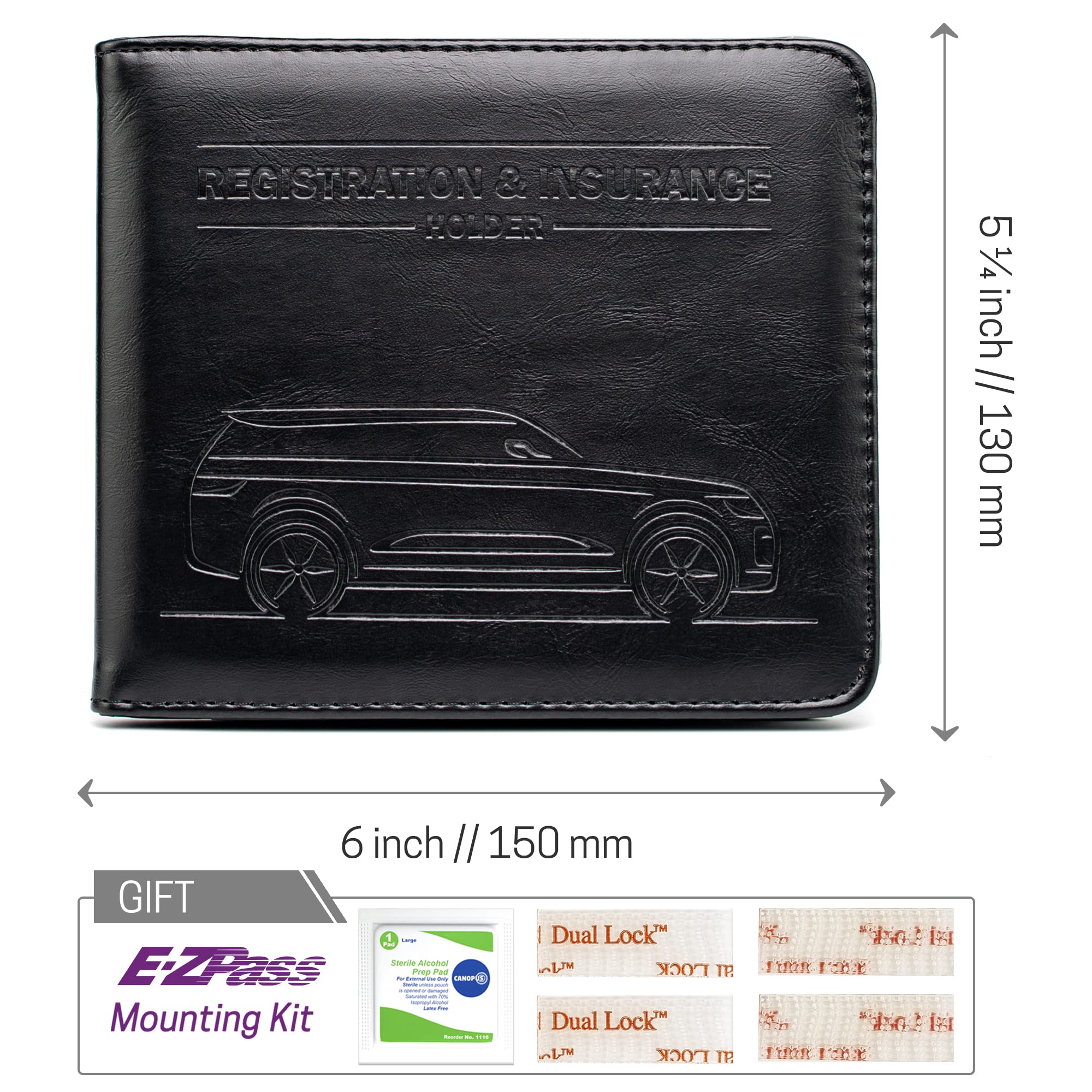 CANOPUS Car Registration and Insurance Holder, Magnetic Closure, Embossed Card Document Holder, Vehicle Glove Box Organizer, Wallet for Auto, SUV, Motorcycle, Truck, Waterproof, SUV Model - Image 6