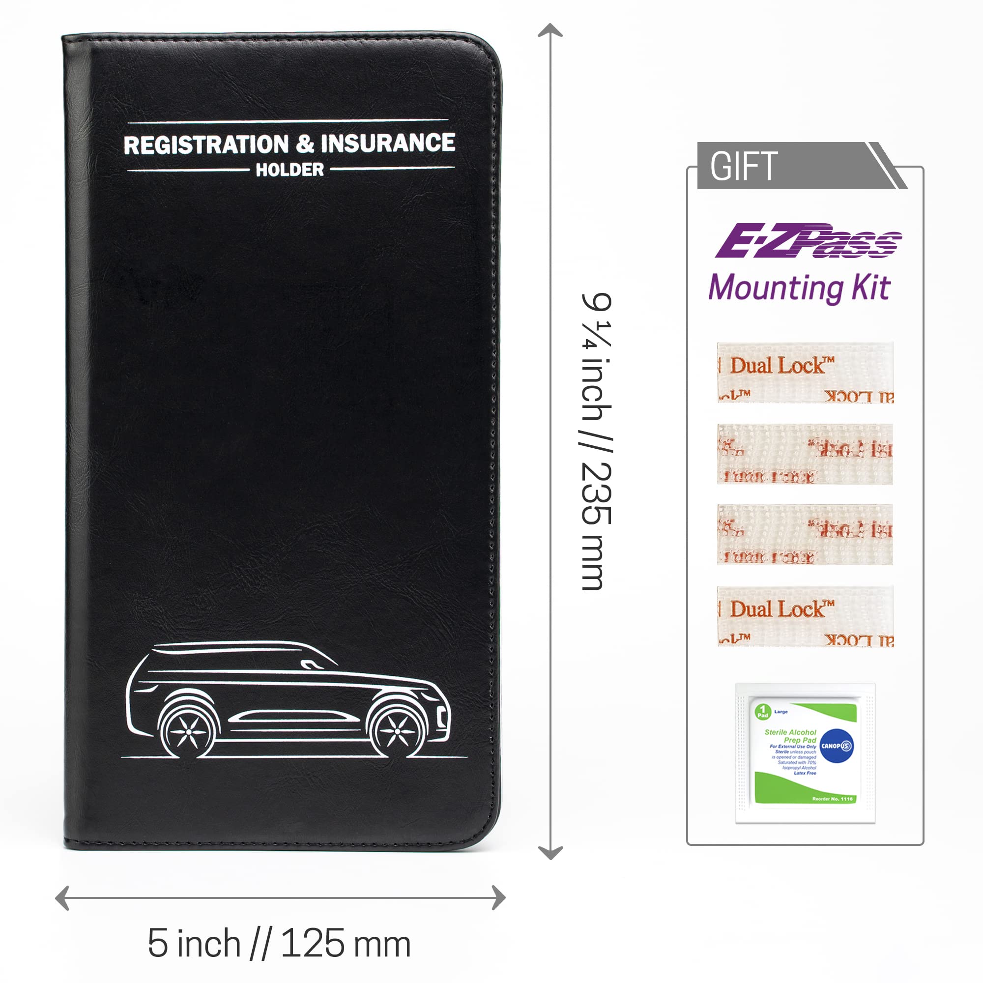 CANOPUS Car Registration & Insurance Holder, Vehicle Glove Box Organizer and Document Holder, Wallet for Auto - Includes 2 Sets of EZ Pass Strips, SUV - Image 6