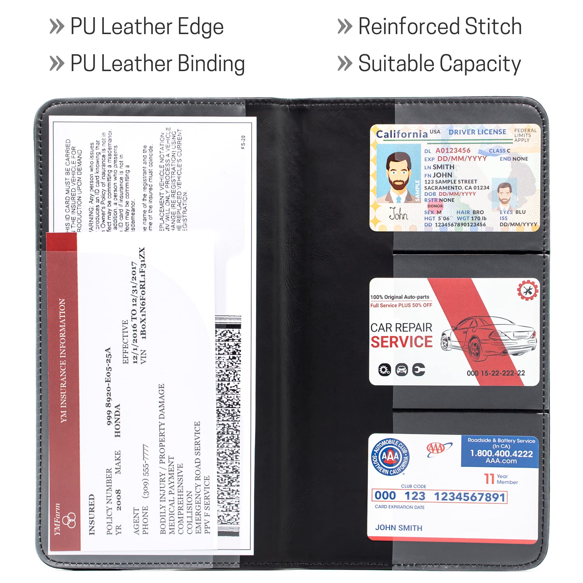 CANOPUS Car Registration & Insurance Holder, Vehicle Glove Box Organizer and Document Holder, Wallet for Auto - Includes 2 Sets of EZ Pass Strips, SUV - Image 8