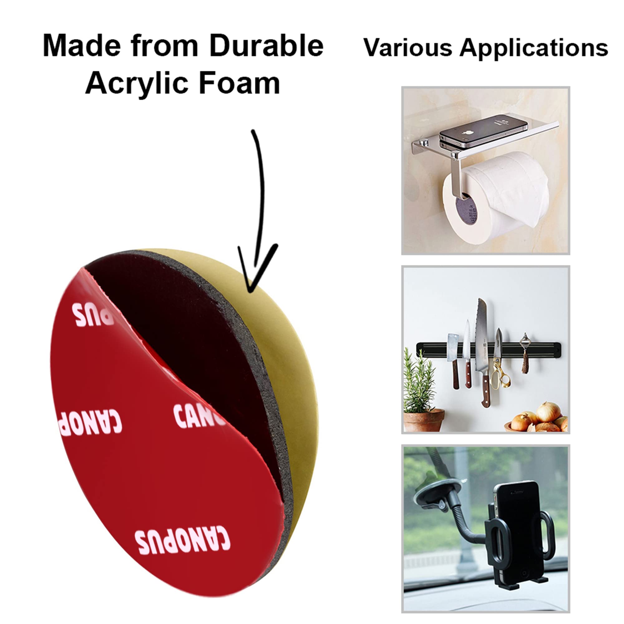CANOPUS Circle Double Sided Adhesive Pads, Mounting Foam Tape, Made in USA, 5952 Roll, 8-PCs 1.5 in Diameter Circle Pack, with Box Cutter (1PC) and Razor Replacement (2PCs) - Image 5
