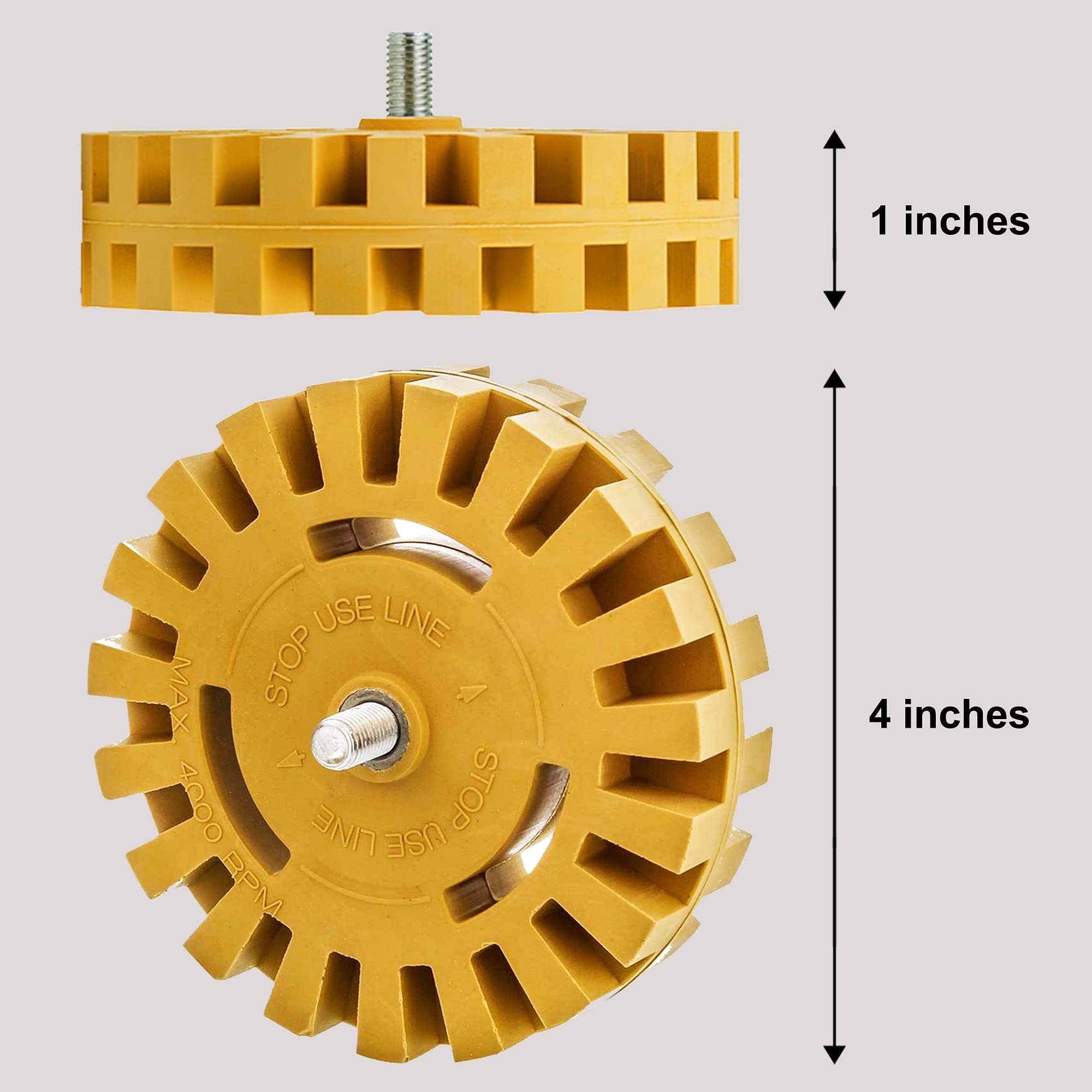 CANOPUS Decal Remover Eraser Wheel - Adhesive, Pinstripe, Sticker, Vinyl Removal Tool Kit for Cars, RVs, Boats - 4 inch Rubber Pad with Drill Adapter - Image 5