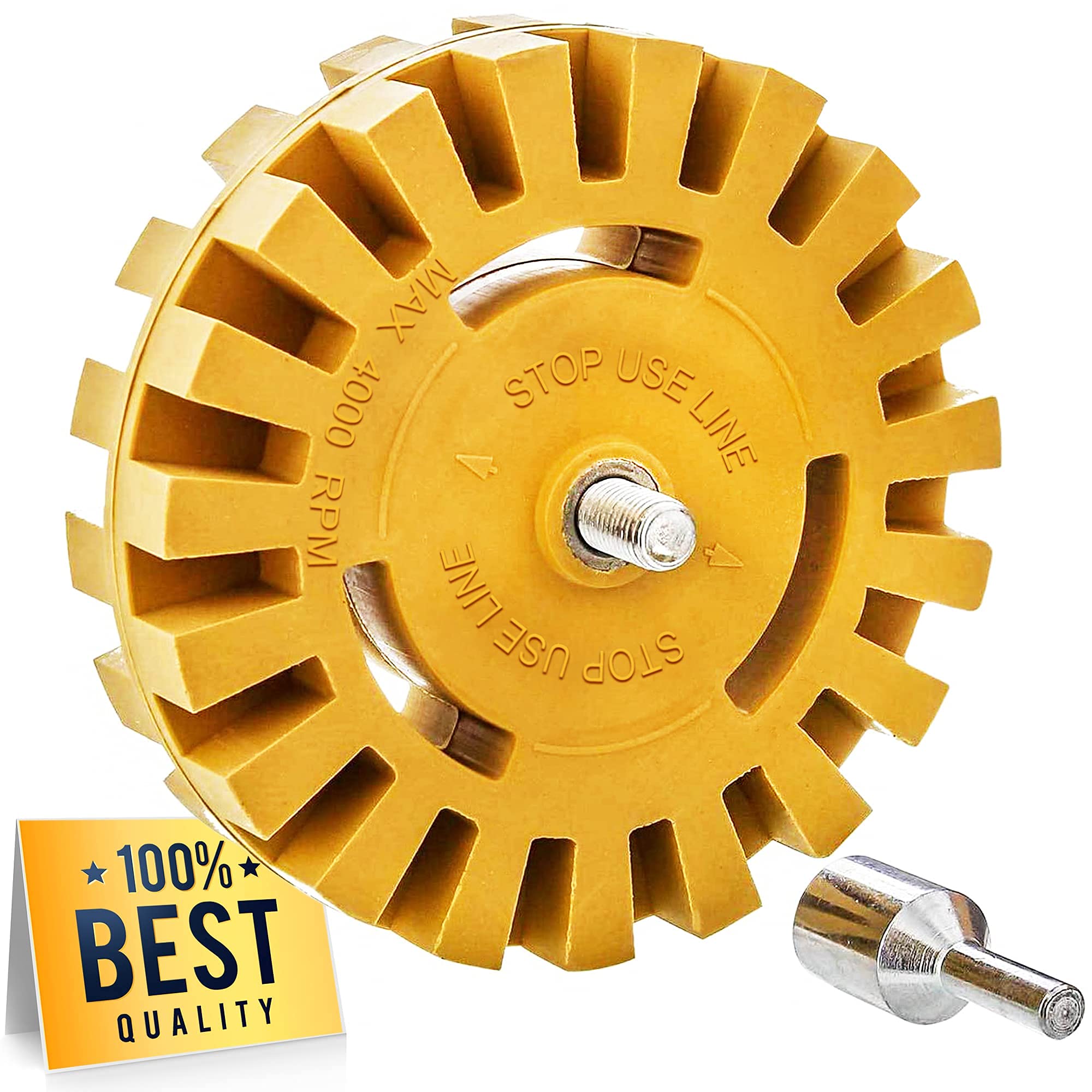 CANOPUS Decal Remover Eraser Wheel - Adhesive, Pinstripe, Sticker, Vinyl Removal Tool Kit for Cars, RVs, Boats - 4 inch Rubber Pad with Drill Adapter - Image 7