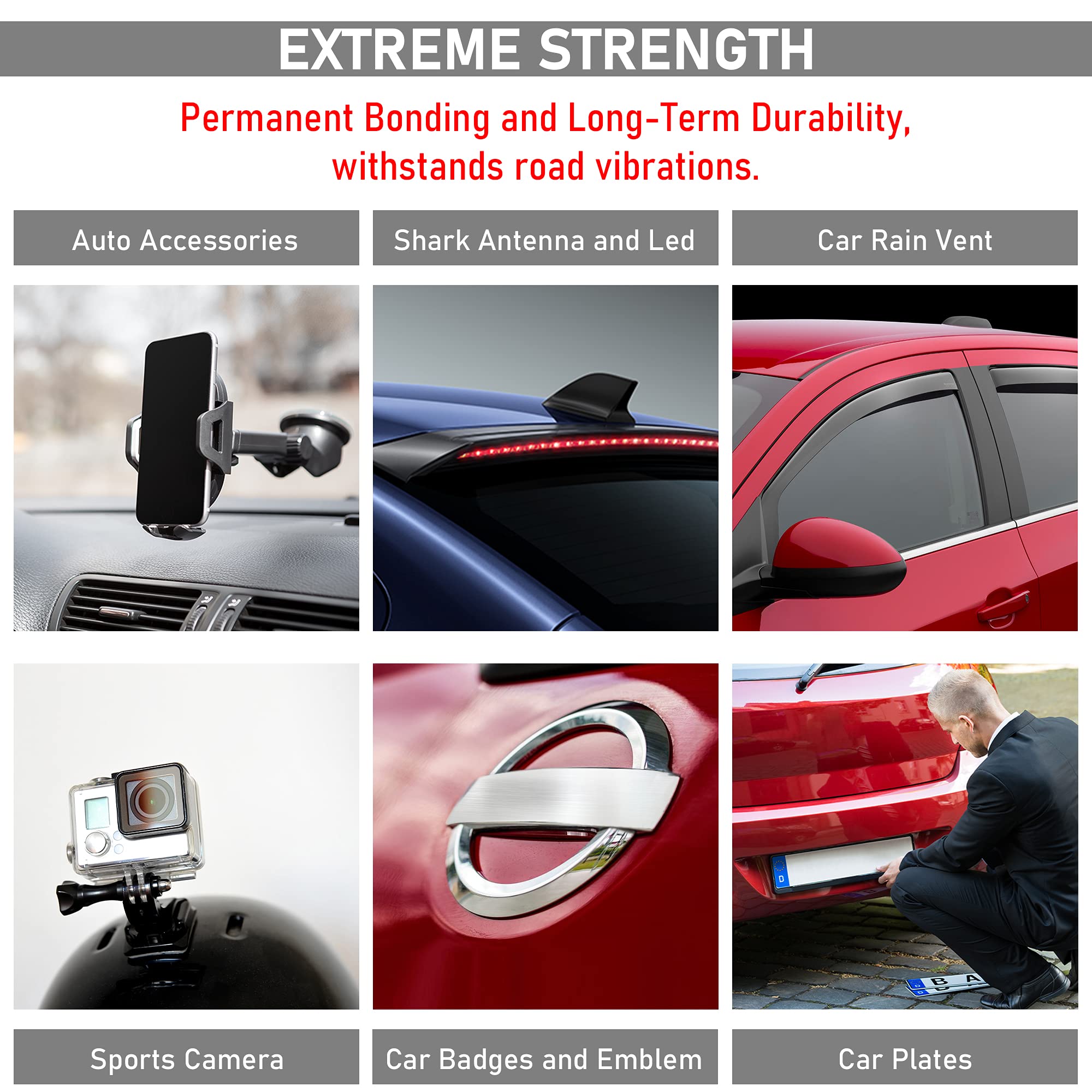 CANOPUS Double Sided Tape, 5952 Heavy Duty Mounting Tape, Strong Bond & Weatherproof Seal Strip for Automotive Mounting, Picture and Photo Frame, Poster, Craft, 0.25 in x 15 ft, Black, Made in USA - Image 6