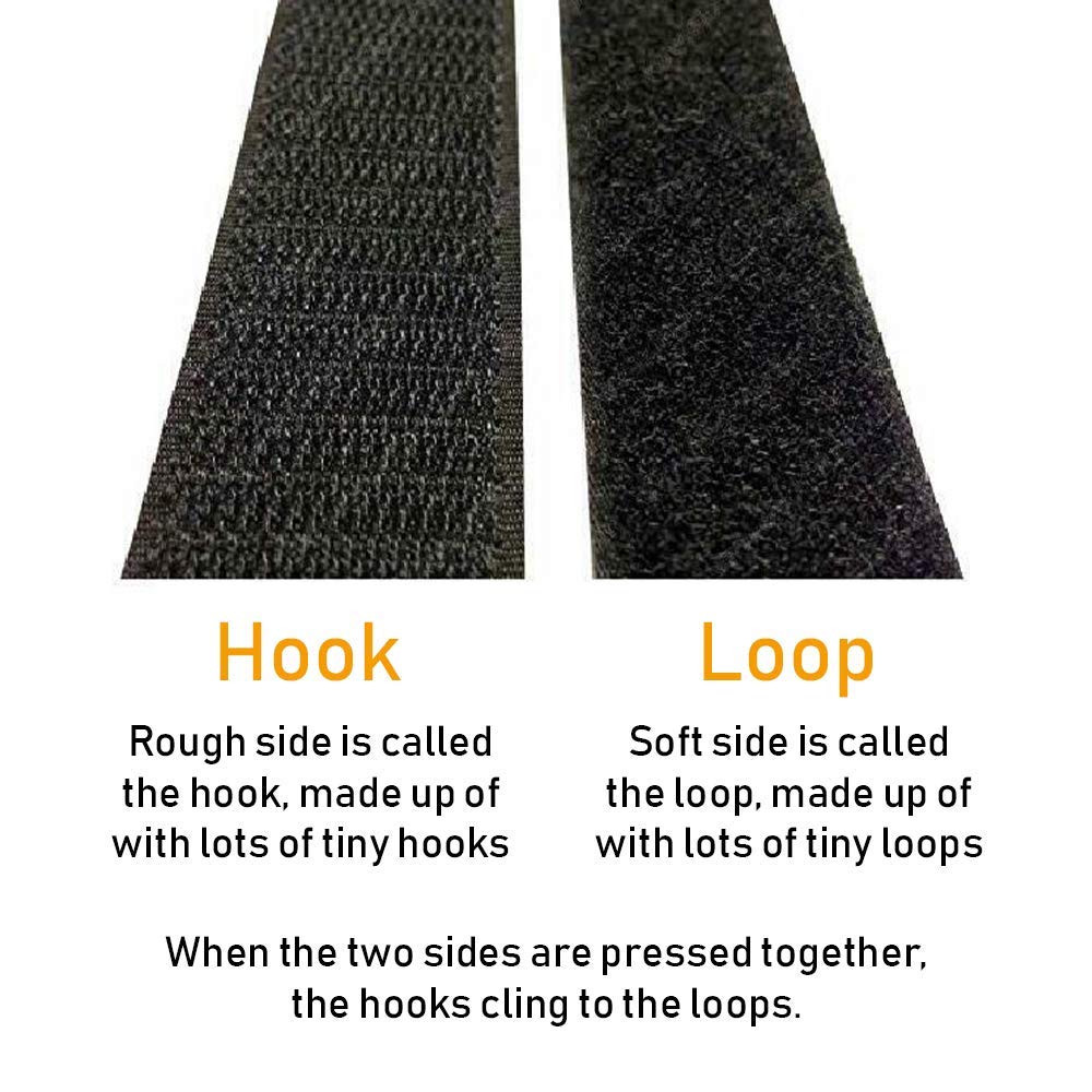 CANOPUS Hook and Loop Tape, Heavy Duty Fastener Strips, Self Adhesive Sticky Back Roll, SJ3571-SJ3572 (Black) for Fastening Panels, Mats, Carpets, Rugs, Tags, 1in x 10ft, Black - Image 4