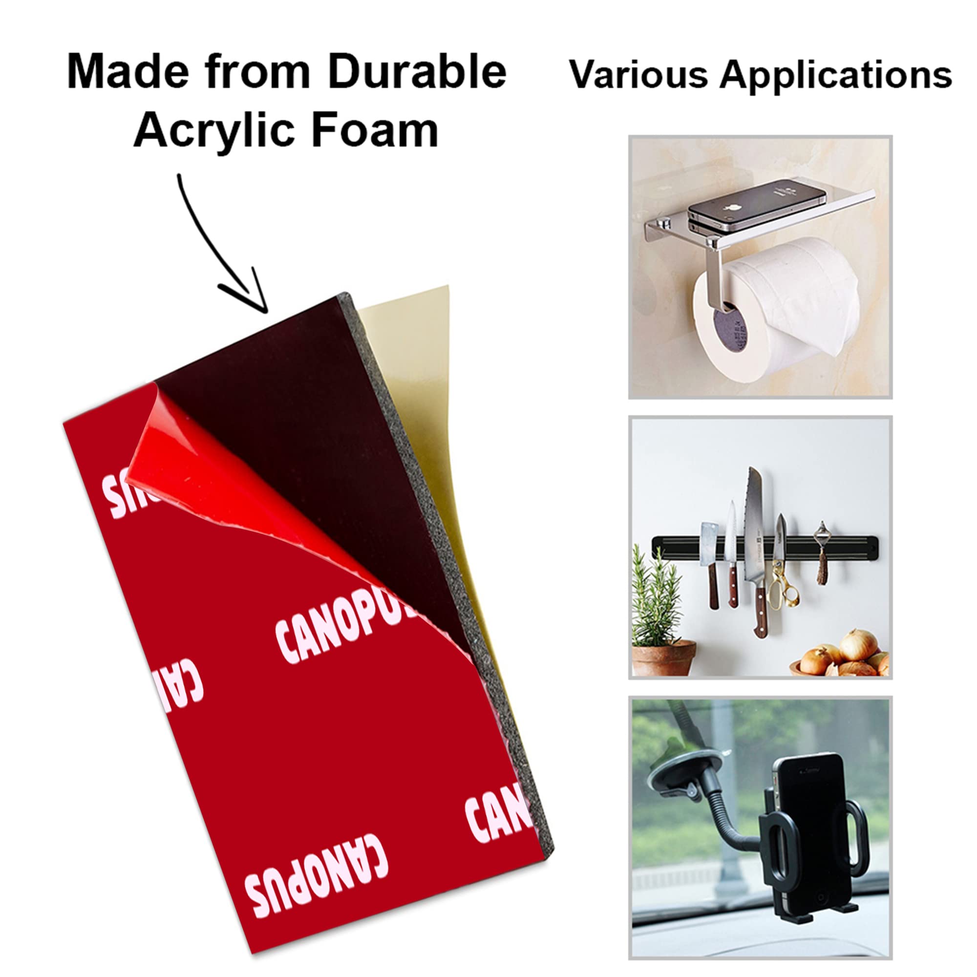 CANOPUS Mounting Square Tape Double Sided, Adhesive Pads Foam Tape, 5952 Roll, 8-PCs 1.5 in x 1.5 in Square Pack, with Box Cutter (1PC) and Razor Replacement (2PCs) - Image 5