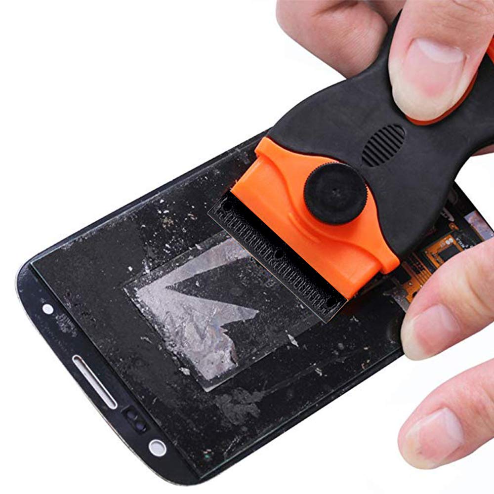 CANOPUS Plastic Razor Blade Scraper with 10 Double Edged Plastic Replacement Blades, Suitable to Remove Glue, Stickers, Decals, Gaskets, Auto Window Tint Vinyls, Black-Orange - Image 5