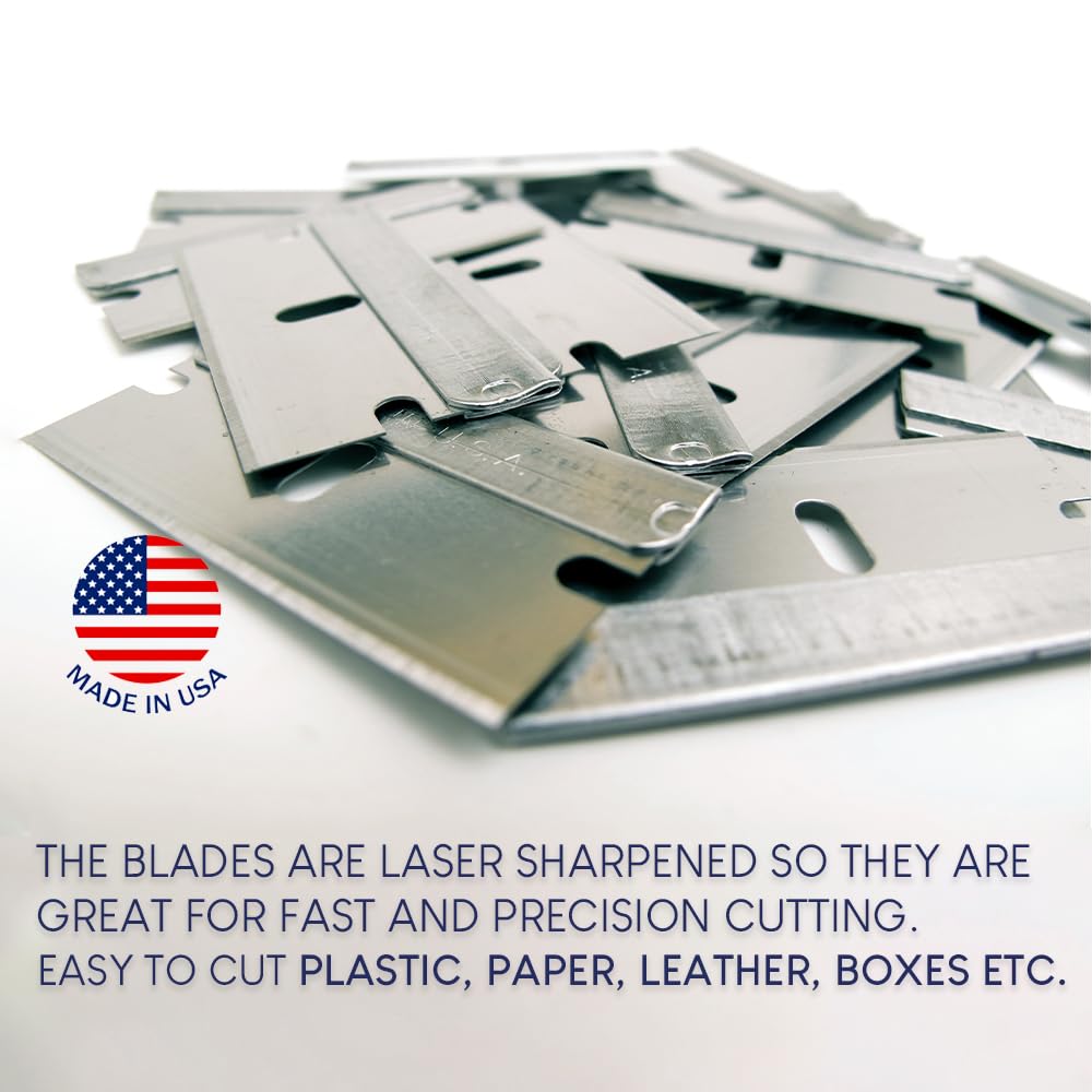 CANOPUS Single Edge Industrial Razor Blades, 100% Made in USA, Heavy Duty Straight Edge Razors, Box & Carton Cutter Replacement Blades, Glass & Paint Scraper Razor Blades (Box of 100) - Image 4