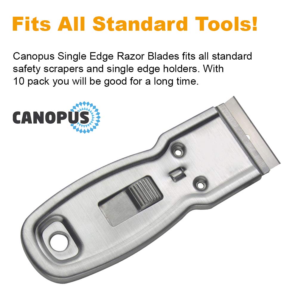 CANOPUS Single Edge Industrial Razor Blades, Safety Straight Edge Razor, 100% Made in USA, Box & Carton Cutter Replacement Blades, Glass and Paint Scraper Razor Blades (10 Pieces) - Image 4