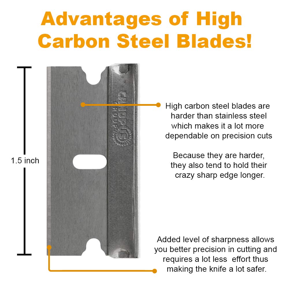 CANOPUS Single Edge Industrial Razor Blades, Safety Straight Edge Razor, 100% Made in USA, Box & Carton Cutter Replacement Blades, Glass and Paint Scraper Razor Blades (10 Pieces) - Image 5