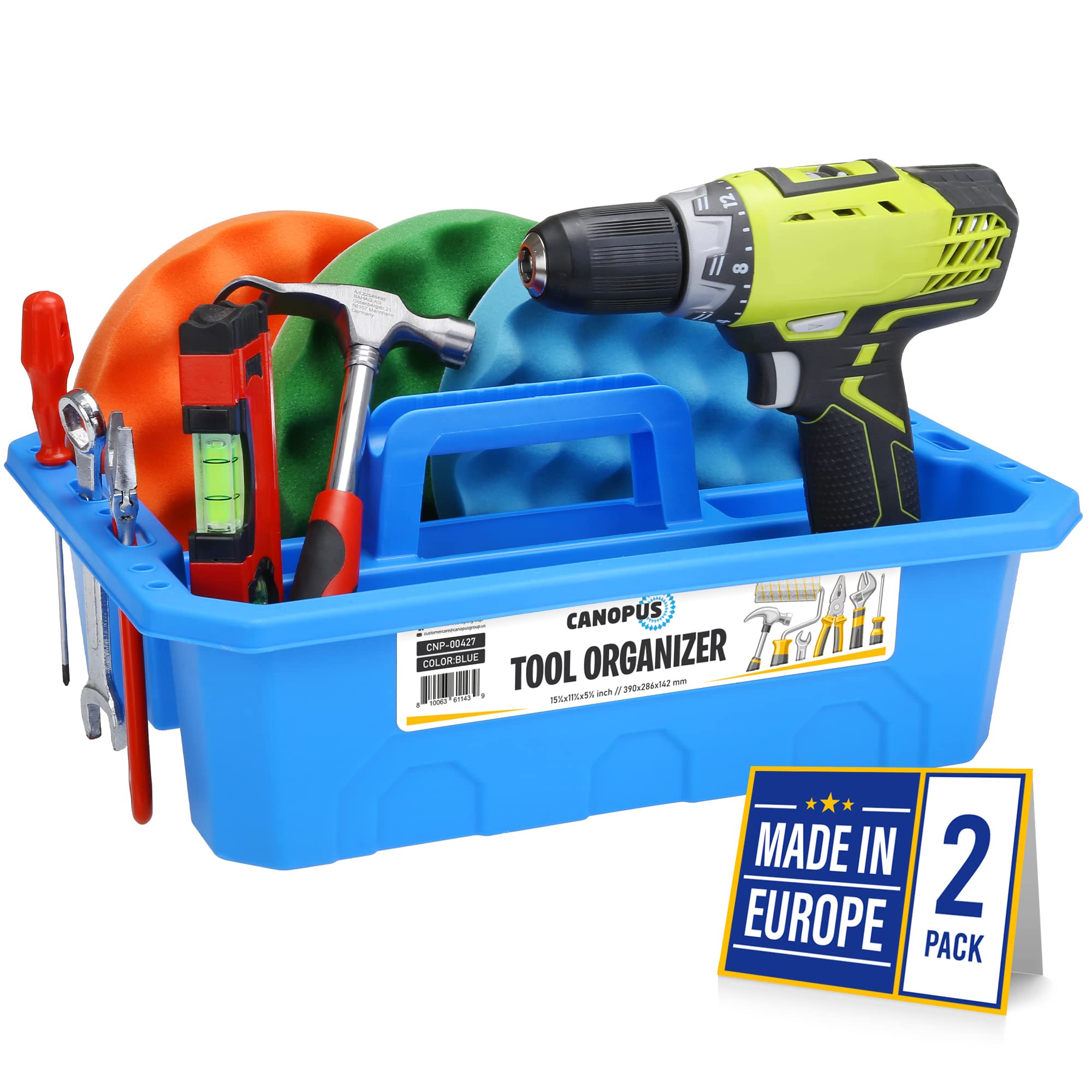 CANOPUS Storage Tray Tote with Functional Holes - 2 PCs Plastic Cleaning Caddy with Handle, Portable Caddy, Undersink Storage for Kitchen, Shoe Cleaning Box, Products Organizer, Blue - Image 8